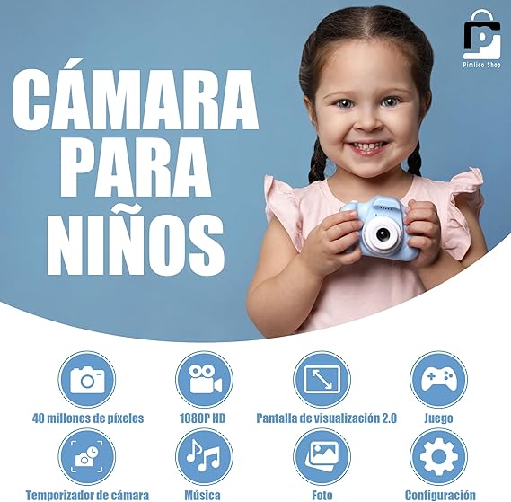 Cámara Mágica Kids 1280 × 720 con Pantalla 2 Pulgadas